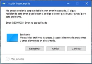 Solucionar Error 0x80004005