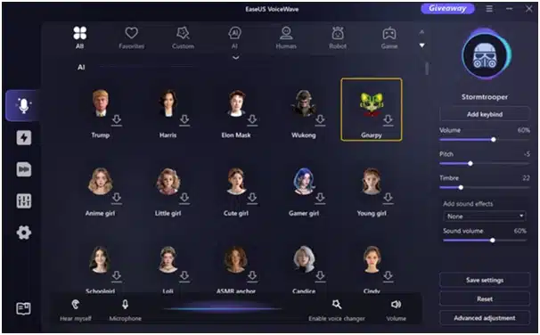 Cambiador de voz en tiempo real