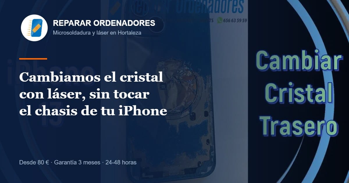 Cambio de cristal trasero de iPhone con láser en Madrid
