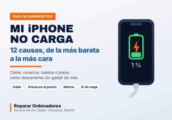 iPhone que no carga: cable, conector, batería o placa