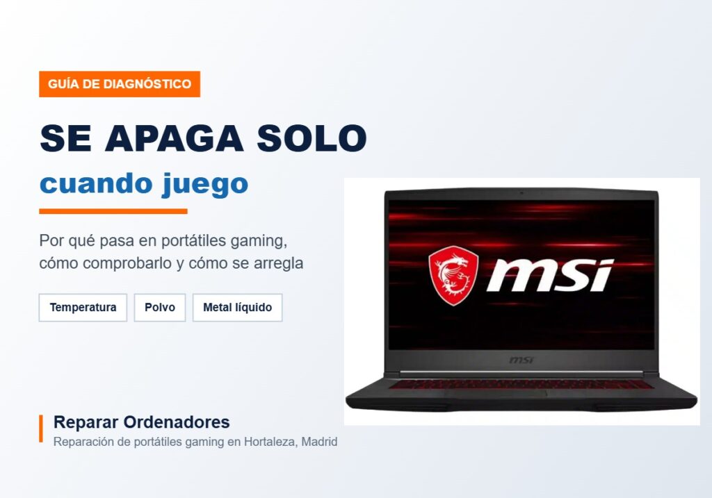 Portátil gaming que se apaga solo al jugar por exceso de temperatura