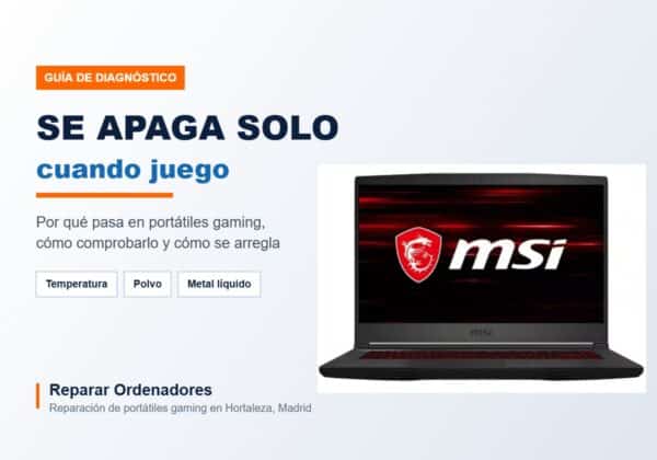 Portátil gaming que se apaga solo al jugar por exceso de temperatura