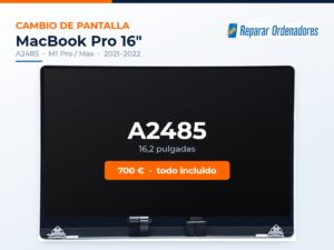 Cambio de pantalla MacBook Pro 16 A2485
