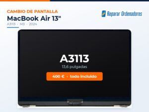 Cambio de pantalla MacBook Air 13 A3113