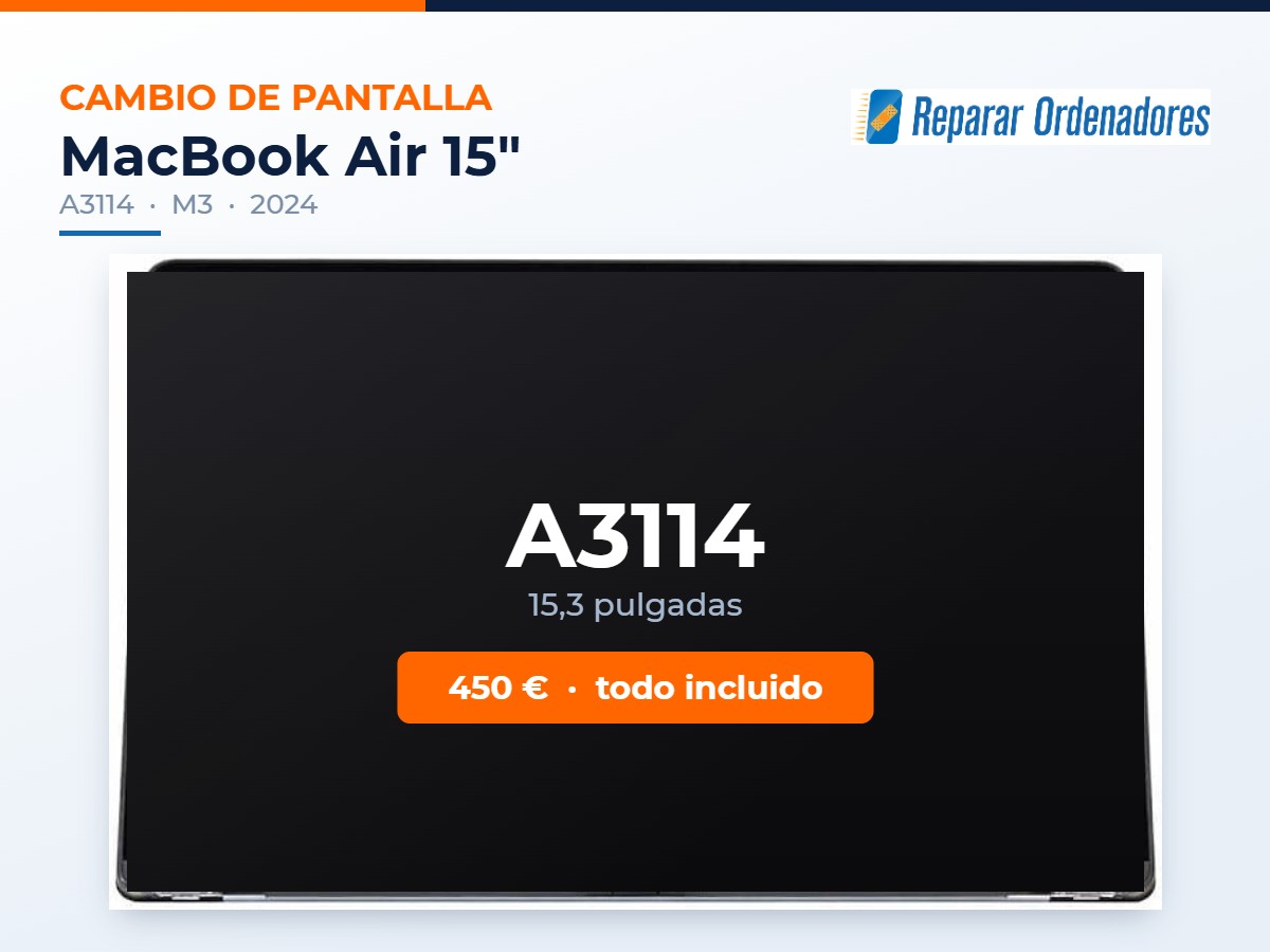 Cambiar Pantalla MacBook A3114 1 Cambio de pantalla MacBook Air 15 A3114