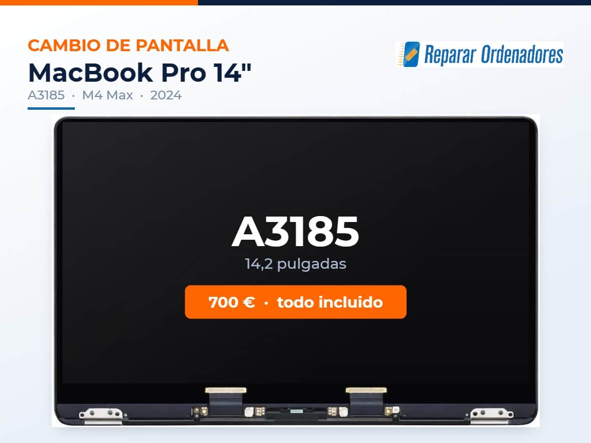 Cambiar Pantalla MacBook A3185 1 Cambio de pantalla MacBook Pro 14 A3185