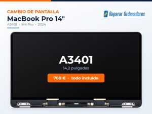 Cambio de pantalla MacBook Pro 14 A3401