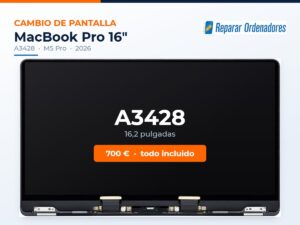 Cambio de pantalla MacBook Pro 16 A3428