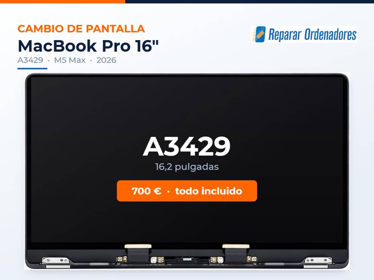 Cambiar Pantalla MacBook A3429 1 Cambio de pantalla MacBook Pro 16 A3429