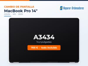 Cambio de pantalla MacBook Pro 14 A3434
