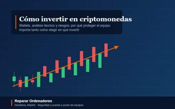 Gráfico de velas japonesas con tendencia alcista ilustrando la inversión en criptomonedas
