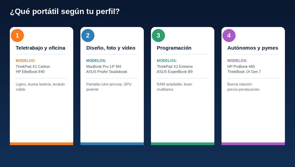Comparativa de portátiles según el perfil de uso: oficina, diseño, programación y autónomos