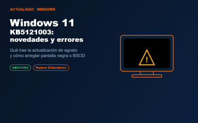 Windows 11 KB5121003, actualización de agosto de 2026: novedades y cómo solucionar pantalla negra o pantalla azul